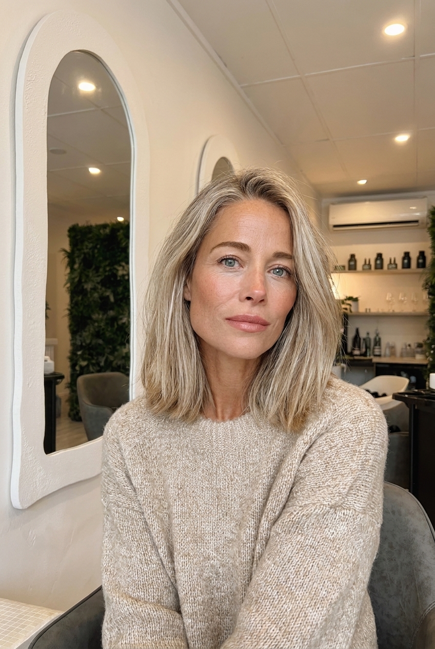 Polished ash blonde lob